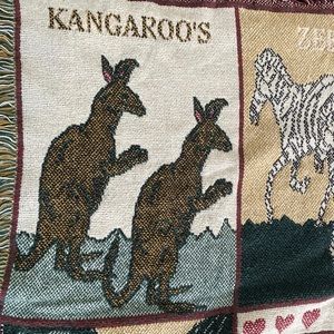 Noah’s Ark pictorial cotton Blanket throw made in USA 60” by 43” plus fringes